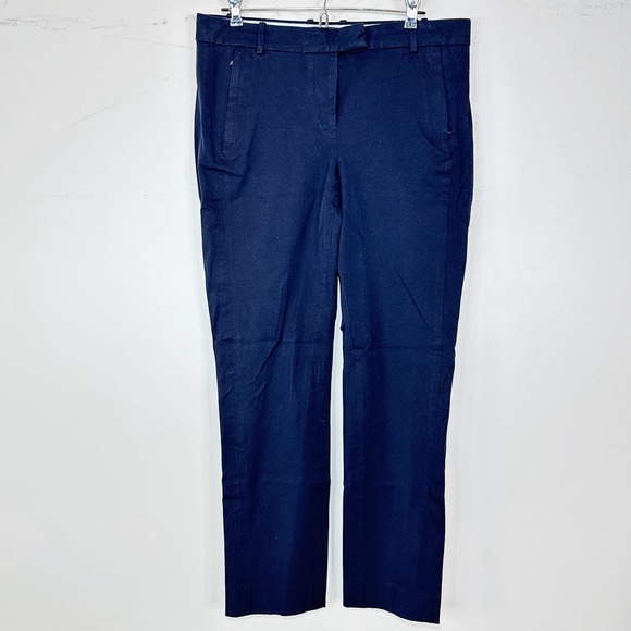 J. Crew Maddie Mid Rise Slim Straight Leg Pant Two Way Stretch Navy Women 8 - Picture 2 of 10